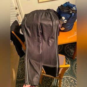 Lane Bryant faux leather leggings with pinstripe and rhinestones 18/20